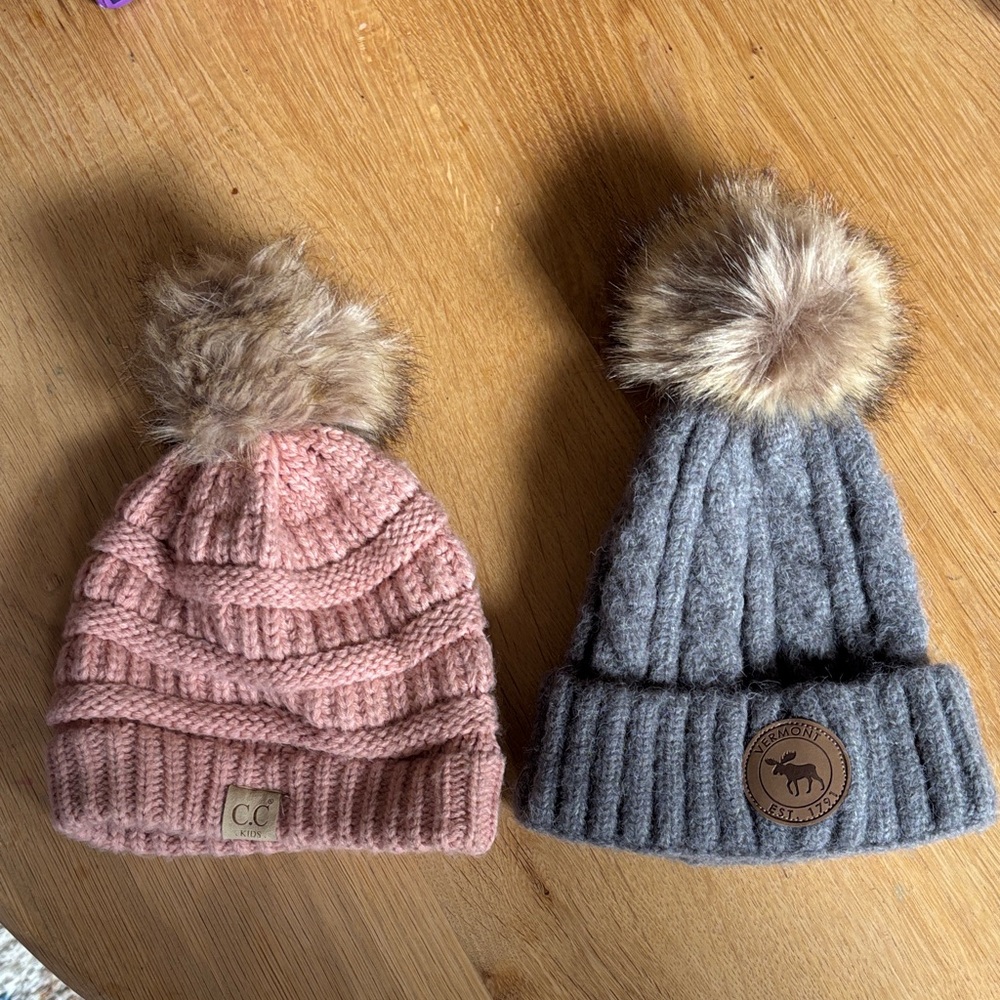 C.C Kids and Vermont Beanie toddler girls winter bundle - 2 beanies included